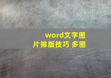 word文字图片排版技巧 多图